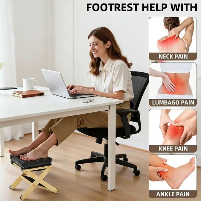 Repose-pieds en bois à double couche antidérapant ergonomique pour bureau