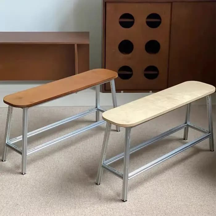 Tabouret en bois Pouf Ottoman moderne en métal
