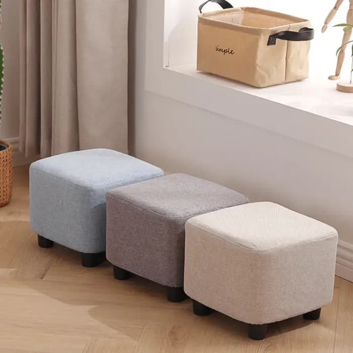 Tabouret carré en bois enrichi solide