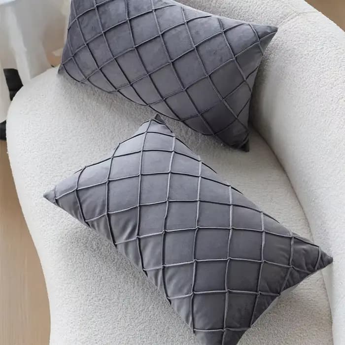 Juste de coussin en velours doux gris