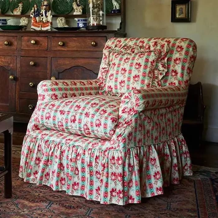 Canapé de salon en tissu floral, fauteuil de loisirs rétro français, chaise individuelle en lin impr