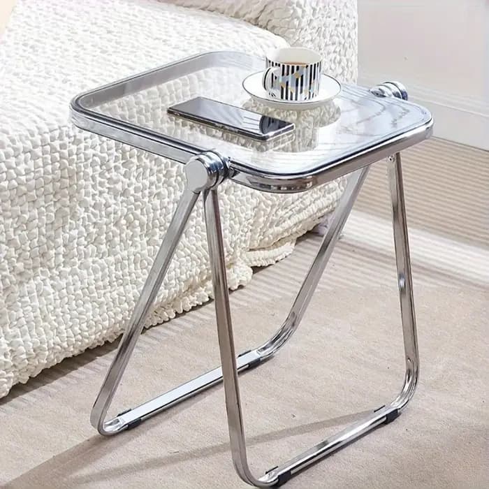 Table d'appoint pliante-table basse transparente à la mode pour salon canapé coin et balcon