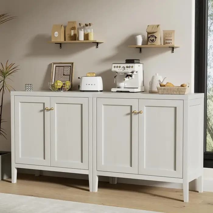 2 meubles de buffet modernes avec rangement, armoires en bois pour cuisine, salon, couloir, style an
