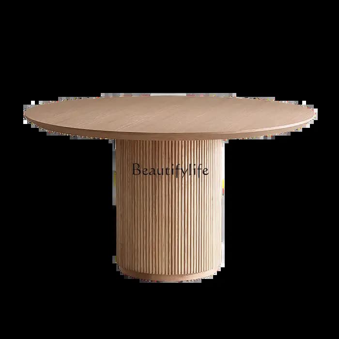 Table à manger médiévale en bois massif, design minimaliste italien, table japonaise rayée en rondin