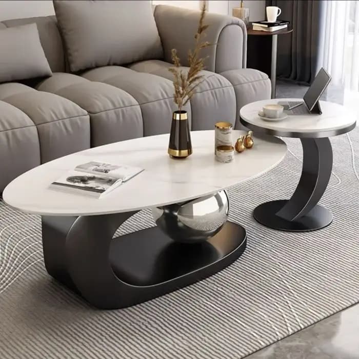 Table basse ovale en ardoise