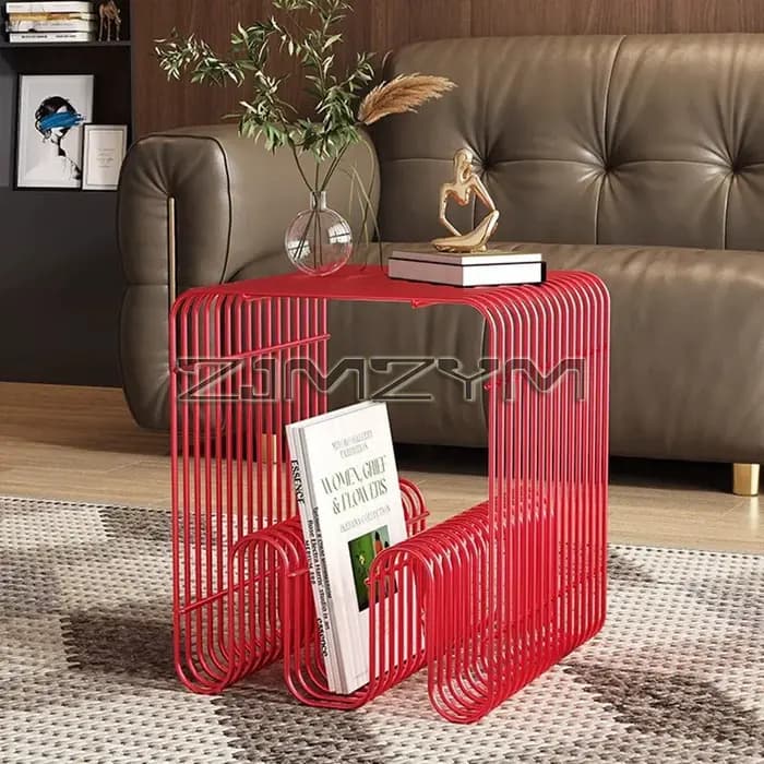 Tables basses nordiques en métal avec rangement, Tables d'appoint modernes pour canapé, présentoir d