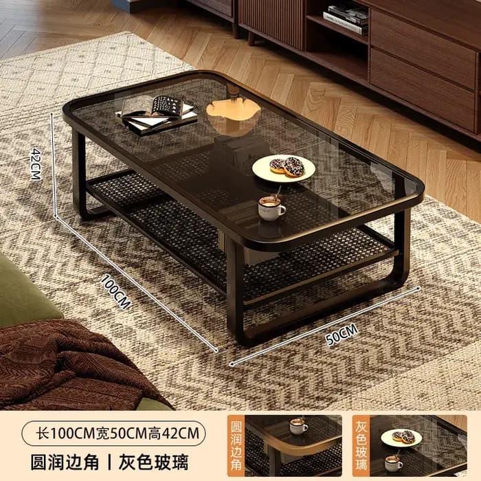 Table basse noire moderne en verre
