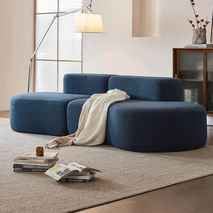 Canapé modulaire rectangulaire incurvé en tissu compressé