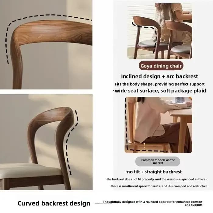 Chaise de salle à manger en bois massif de style mid-century, chaise de loisirs moderne et minimaliste avec dossier, pour bureau d'étude, maison, hôtel, robuste