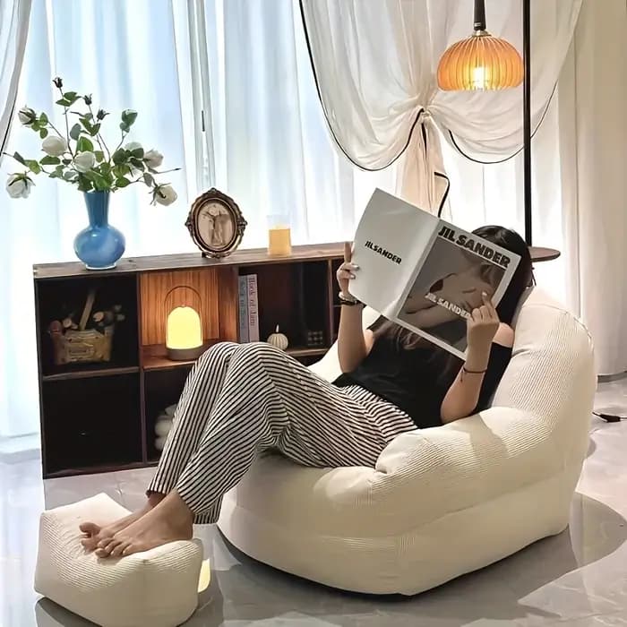 Canapé et repose-pieds en tatami paresseux, chaise simple – Parfait pour chambre à coucher, balcon, petit espace, salon ou repos au bureau.
