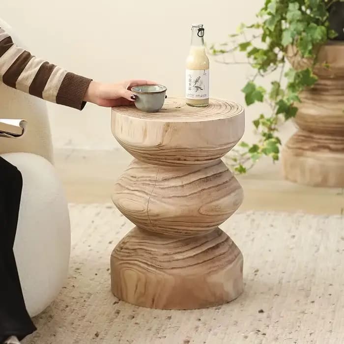 MOMO-Petite table d'appoint en bois, tabouret bas original, Wine--sabi, B & B, décoratif, rétro, boi