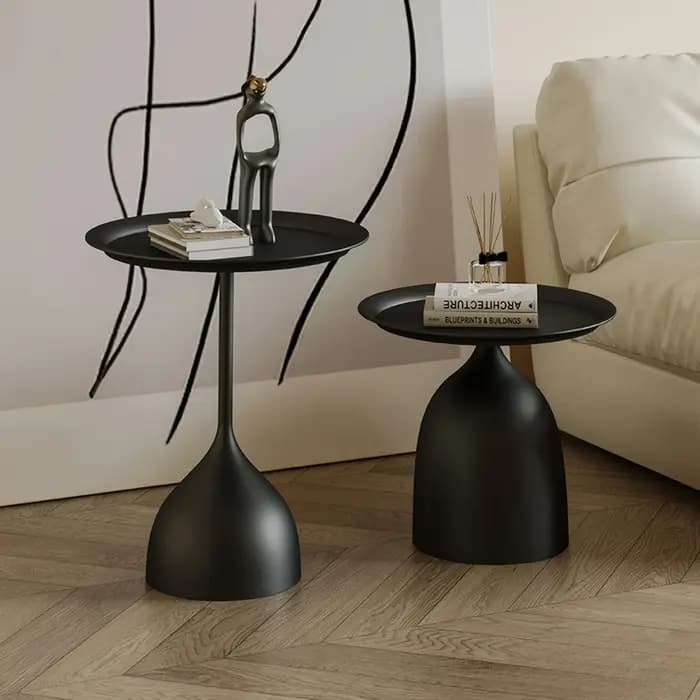 Ensemble de table d'appoint gigogne ronde 2 pièces