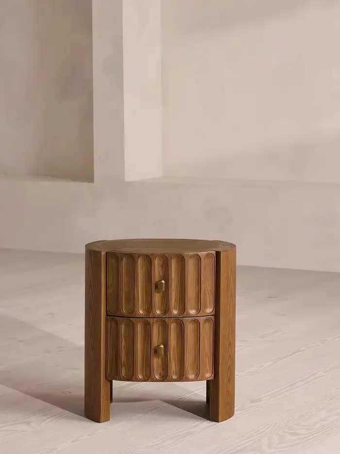 Table de chevet rétro en bois massif, design créatif avancé, double tiroir, style français, armoire