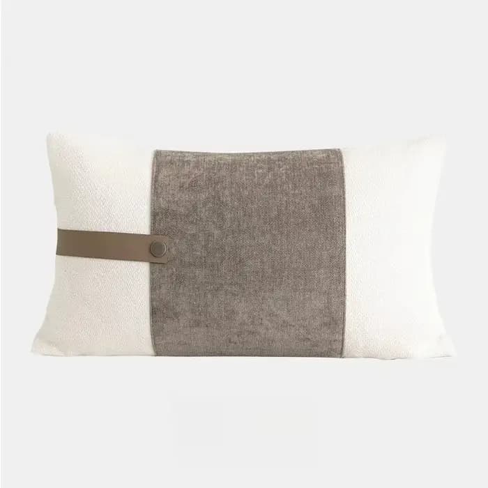 Housse de coussin de luxe design 30x50 45x45 60x60cm en lin taupe tissé avec bordure carrée pour la