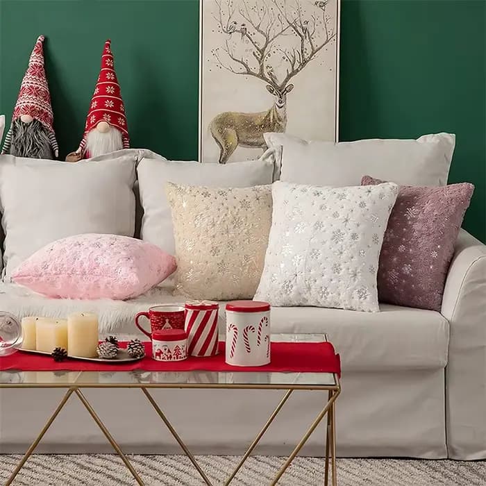 Juste de coussin en peluche de Noël pour canapé