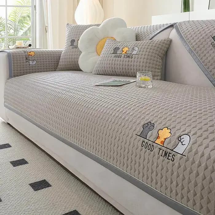 Nouvelle Housse de Canapé Anti-Dérapante en Tissu Solide pour Salon, Motif Dessin Animé Glacé, Colle