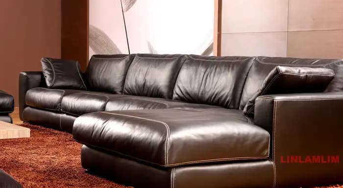 Canapé sectionnel de luxe en cuir véritable