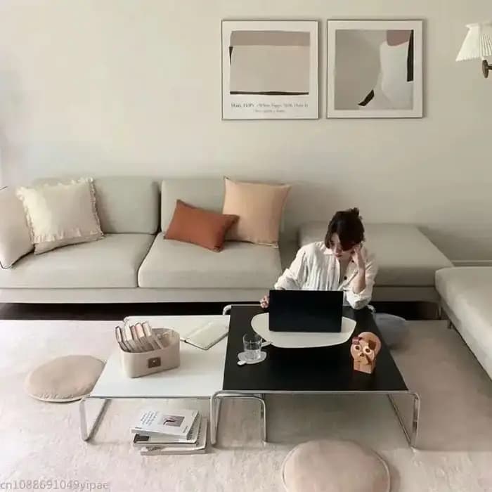 Bauhaus – Table basse rectangulaire en acier inoxydable