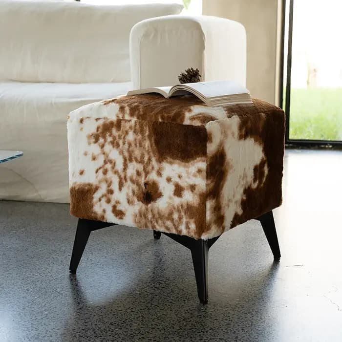 Banc de canapé en cuir de vachette pour salon