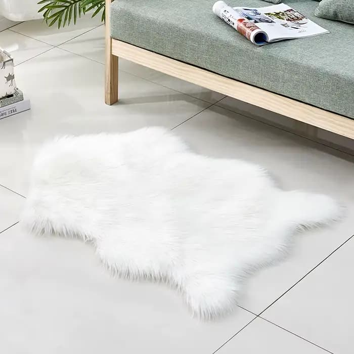 Tapis irrégulier à la mode, tapis poilu, coussin de siège, uni, moelleux, lavable, décoration de mai