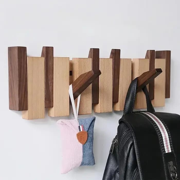 Porte-manteau mural en noyer, porte d'entrée, porche, porte-manteau suspendu en bois massif perforé,