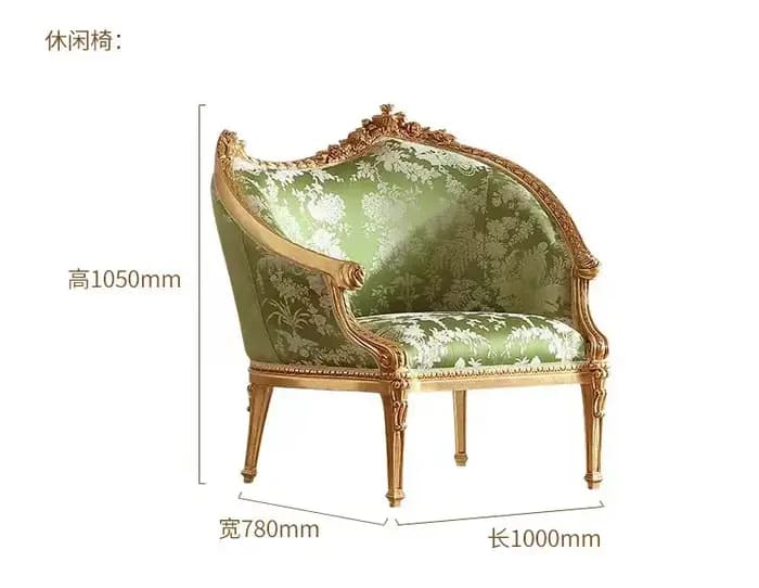 * Canapé français rétro en bois massif sculpté de fleurs