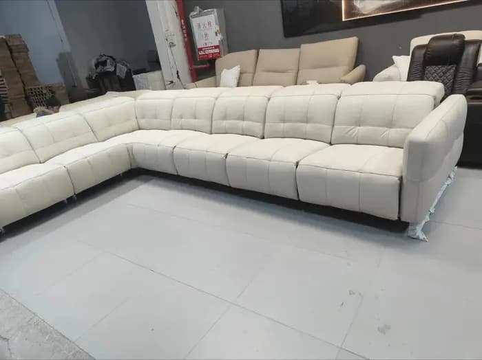 Canapé sectionnel de luxe en cuir véritable, canapé inclinable électrique moderne à double moteur en