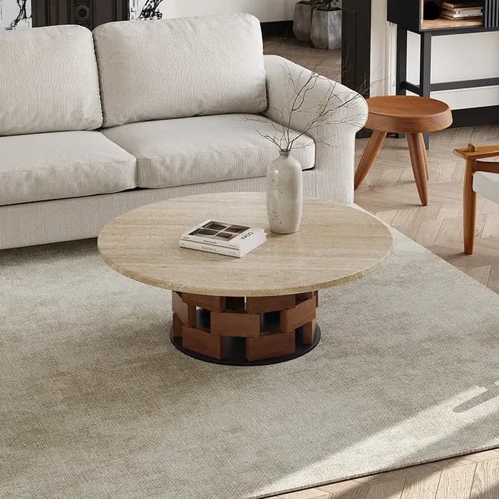 Wabi Sabi Table Basse Rustique Ronde Esthétique Salon Glamour