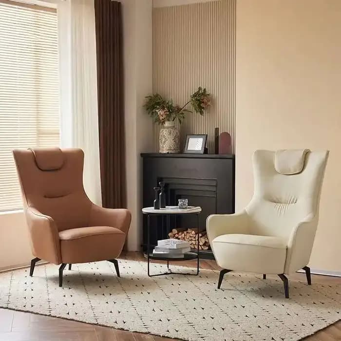 Chaise de canapé simple en cuir de luxe, chaise d'appoint moderne minimaliste à dossier haut pour sa