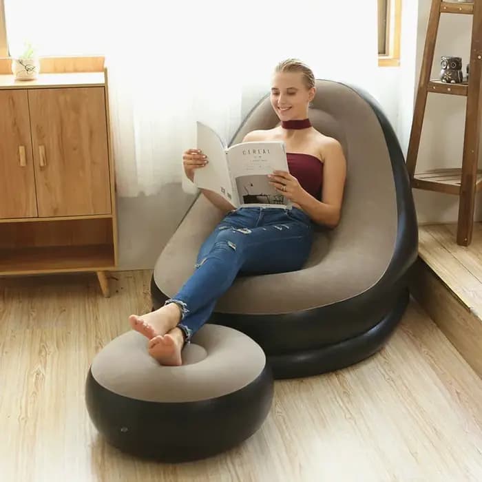 Nouveau canapé gonflable en peluche pour les paresseux canapé-lit pliable en plein air chaise allongée pratique avec pieds banc chaud