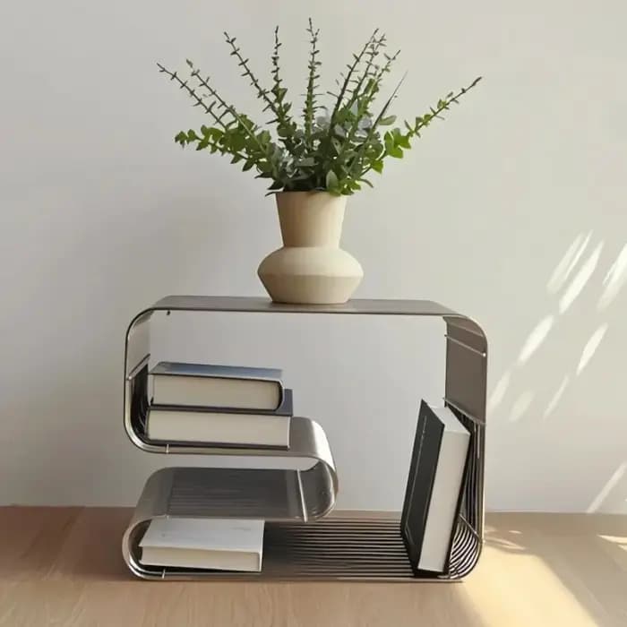 Table basse scandinave moderne en métal, table d'appoint au style minimaliste élégant, avec espace de rangement pour le salon, idéale pour les magazines et les livres
