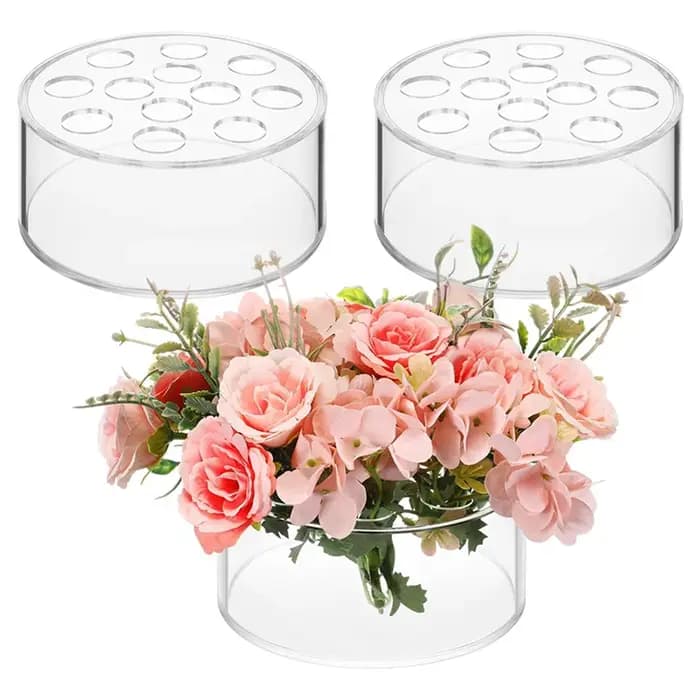 6 pièces pièce maîtresse florale en acrylique pour décorations de Table à manger Vase à fleurs rond de mariage 12 trous