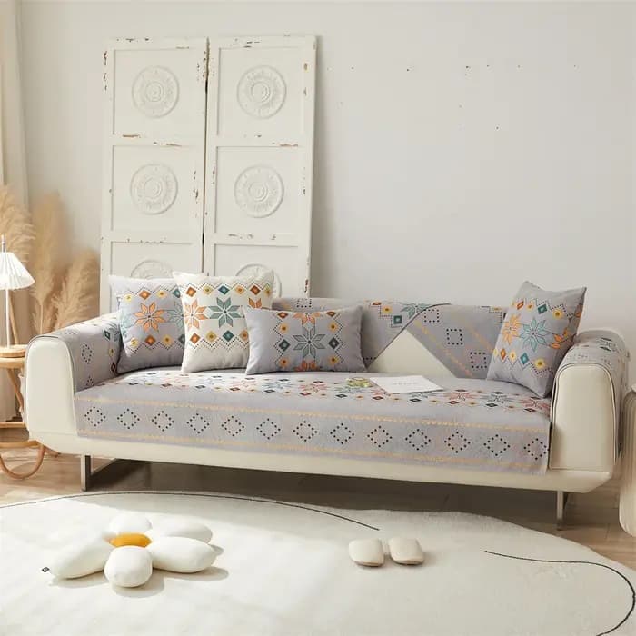 Housses de canapé en chenille style bohème, motif géométrique, antidérapantes, pour canapé sectionne