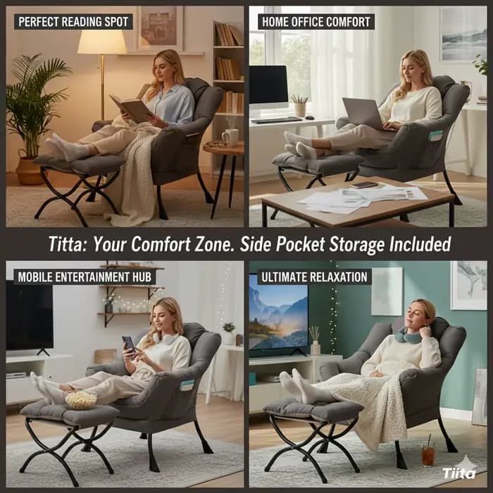 Fauteuil inclinable de style moderne Tita avec repose-pieds