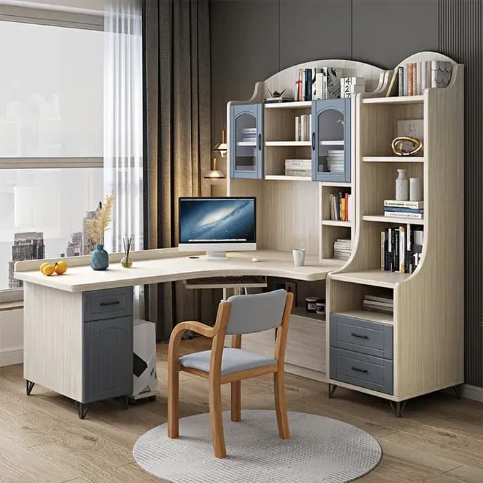 Bureau bibliothèque intégrée ménage simple table d'étude pour enfants bureau en bois massif avec bib