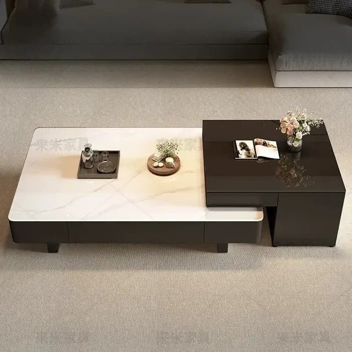 Canapé, tables basses réglables, console pliable, tables basses classiques de luxe, tables basses noires rétro, mesa de centro sala, meubles pour la maison