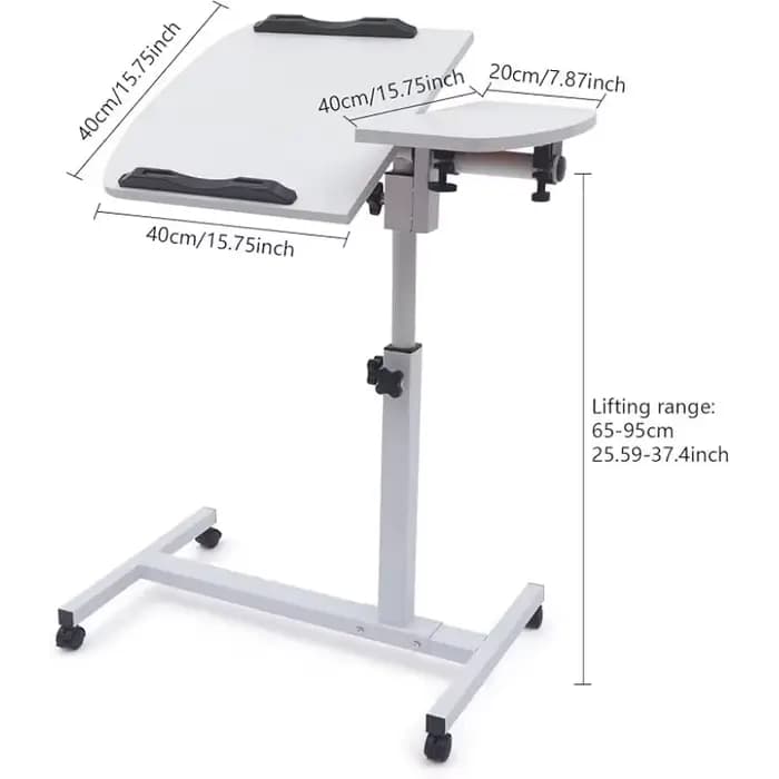 Bureau de chevet, bureau pour ordinateur portable avec tiroirs, 360 ° Planche rotative, doubles ba