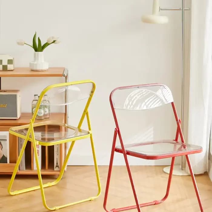 Chaise pliante transparente, chaise de salle à manger en acrylique, chaise de maquillage transparent