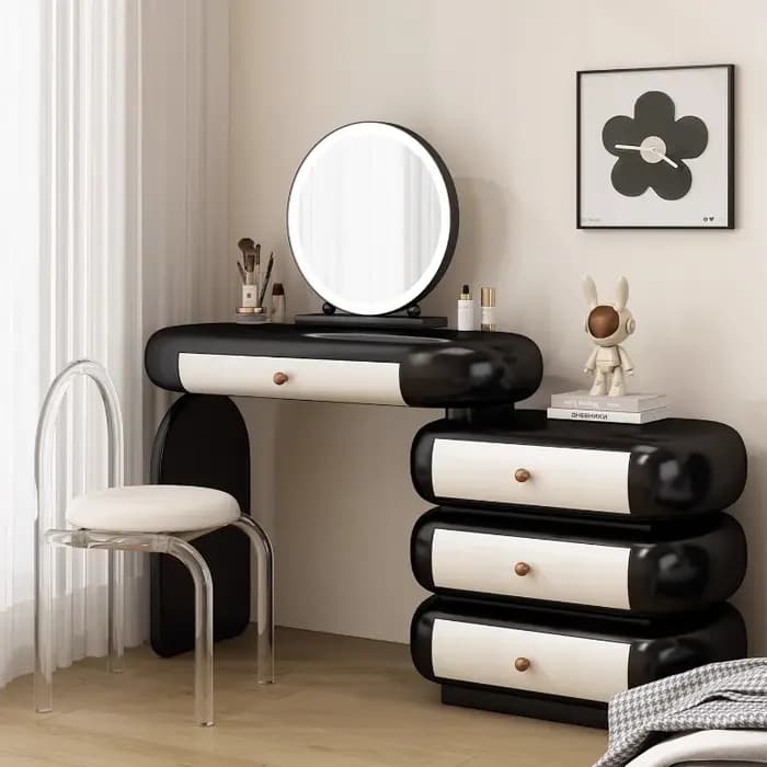 Coiffeuse de maquillage industrielle miroir dames chaises de salon modernes