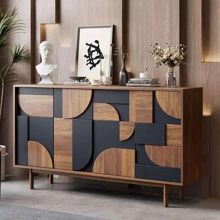 Meubles de salon de luxe noirs avec rangements, armoires murales d'angle pour salon, meubles de mais