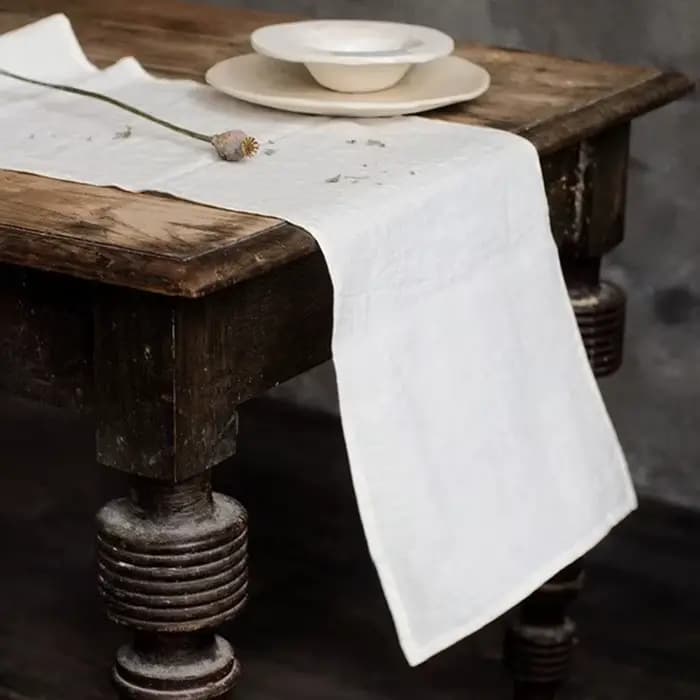 Chemin de Table en Lin Français 100% Pierre à Laver
