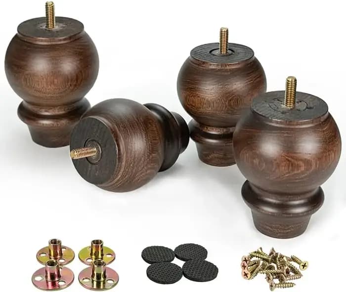 Pieds de meubles en bois de 4 pouces, 4 pièces, pieds en bois massif marron pour canapé, armoire, co
