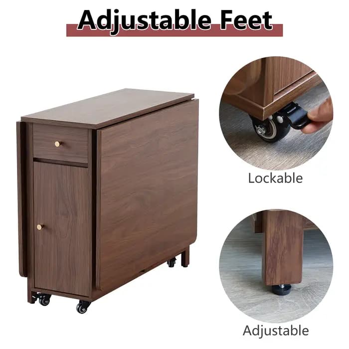 Table de salle à manger pliante extensible avec cuir chevelu tombant