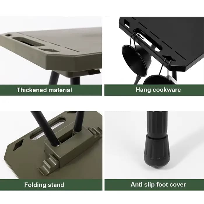 Table de camping pliante avec sac de transport, bureau léger réglable en hauteur, table d'ustensiles