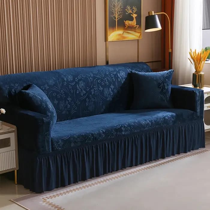Housse de canapé élégante et extensible avec jupe pour 1/2/3/4 places