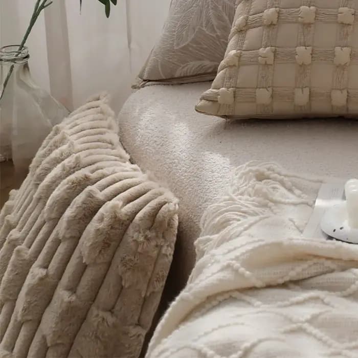 Juste de coussin en peluche douce de style nordique