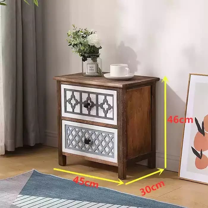 Armoire de chevet rétro sans assemblage, commode vintage avec 4 portes de proximité, coffre de range