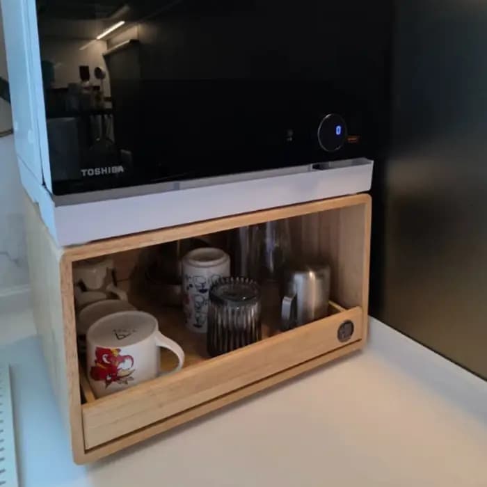 Meuble de rangement moderne en bois massif pour machine à café