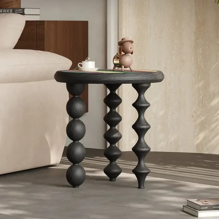 Table d'appoint ronde en bois massif