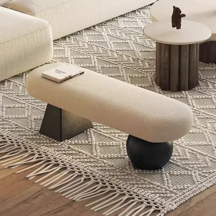  Banc d'entrée nordique en bois massif - Tabouret de salon multifonctionnel